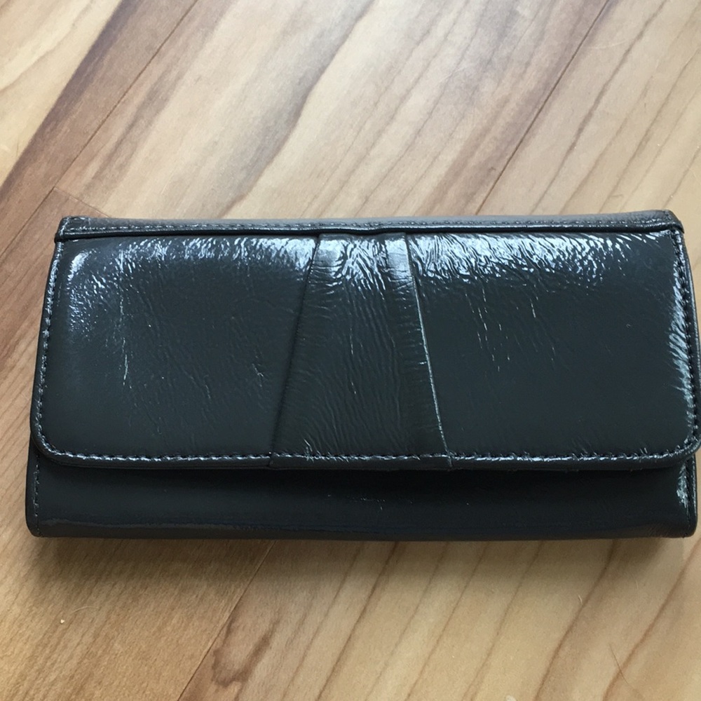Grey patent leather wallet